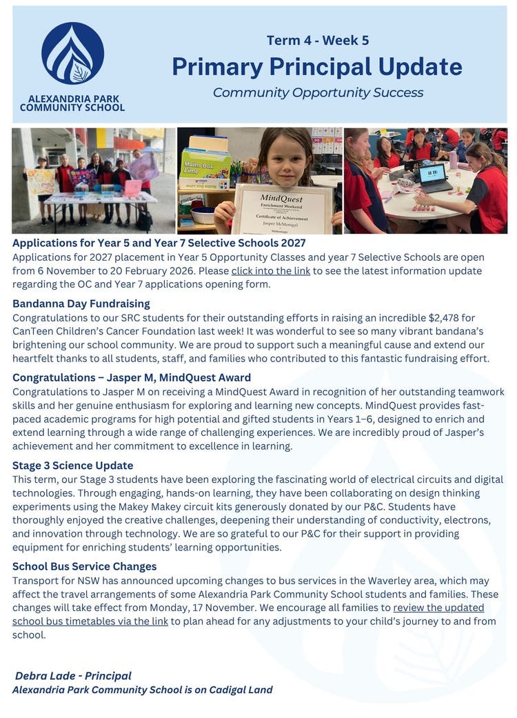 Primary Principal Update Term 4 Week 5 - 1